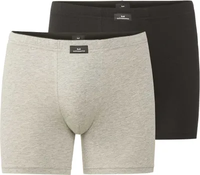 Produktbild von GÖTZBURG Herren Boxershorts, 2er Pack - Cyclists, Unterwäsche, Unterhosen, Baumwolle, Logo, einfarbig Hellgrau/Schwarz XXL