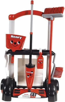 Image de Henry Rouge Chariot de nettoyage pour enfants Kit de nettoyage Chariot de nettoyage Seau Balai à franges Nouveau