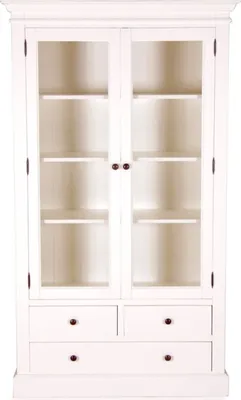 Casa Padrino Landhausstil Vitrinenschrank Antik Weiß 110 x 45 x H. 190 cm - Handgefertigte Shabby Chic Vitrine