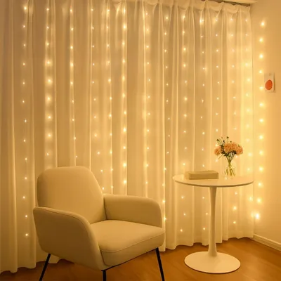 Zdjęcie produktu dla Lampki Kurtyna Okienna Girlanda Mery 300 LED USB Ciepła Pilot 300x300cm