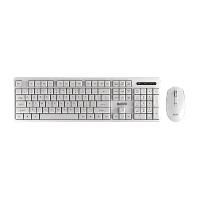 Produktbild von MARVO WS005WH Kabelloses Set Tastatur & Maus | Englisches QWERTY-Layout | Weiß