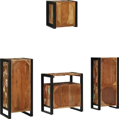 Produktbild von Badezimmermöbel-Set mit Regal 4 pcs Massives upgecyceltes Holz