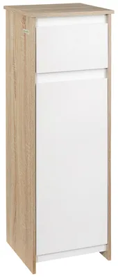 Obrázok produktu pre Skrinka pod umývadlo Kleankin, kúpeľňová skrinka, 2-úrovňová, úsporná, materiál: MDF, prírodné drevo + biela farba