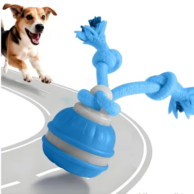 Produktbild von Interaktiver Hundeball, elektrischer Hundeball mit Schnur, interaktives intelligentes Hundespielzeug mit 3 Spielmodi, automatisch beweglicher Spielball, Hundespielzeug für Welpen, kleine und mittelgroße Hunde (blau)