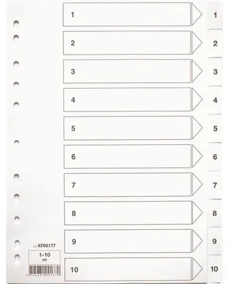 Produktbild von Q-Connect Zahlenregister - 1 - 20, PP, A4, 20 Blatt, weiß