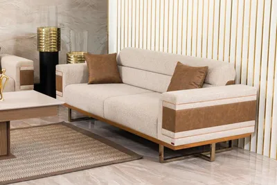 Produktbild von Sofa 3 Sitzer Beige Sofa Stil Luxus Wohnzimmer modernes Design Polsterstoff