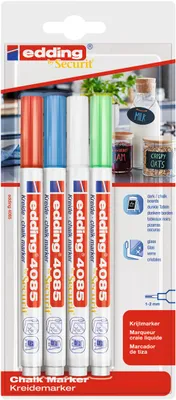 Zdjęcie produktu dla edding 4085 marker kredowy basic assorted (opakowanie blistrowe 4 szt.)