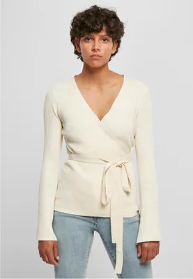 Obrázek produktu pro Dámský svetr Urban Classics Ladies Rib Knit Wrapped Cardigan whitesand - M