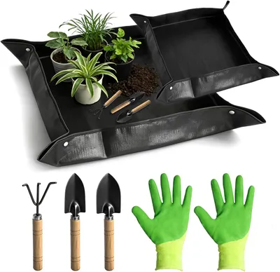 Produktbild von Pflanzmatte 100x100 cm und 66x66 cm, 2 Stück, schwarz, wasserdicht, für Pflanzenpflege