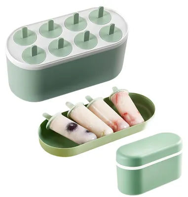 Produktbild von Eisform mit 8 Fächern und Aufbewahrungsbox – Wiederverwendbare Silikonform für Eiskrems