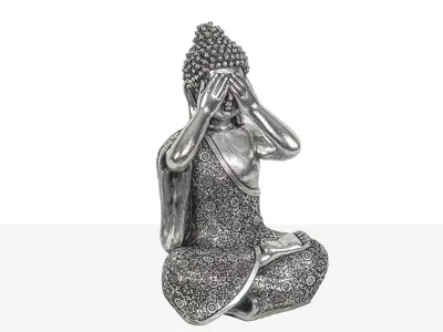 Buddha-Figur aus Harz, mehrfarbig, silberfarben, 1 Stück