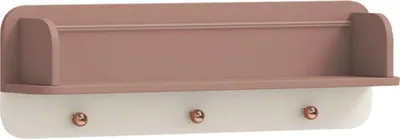 Produktbild von Wandregal ELEGANCE für Babyzimmer Altrosa Vizon Creme mit 3 goldenen Knöpfen 82x25,4x15,6 cm