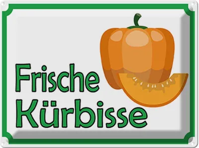 Produktbild von vianmo Blechschild 30x40 cm frische Kürbisse Hofladen Marktstand Laden Obst Gemüse