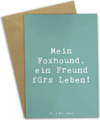 Produktbild von Mr. & Mrs. Panda Glückwunschkarte Spruch Foxhound Freund - Meeresbrise - Geschenk, Liebe, Eigenschaften, hochzeitskarten, Hunderassen, Grußkarte, Beschreibung, osterkarte