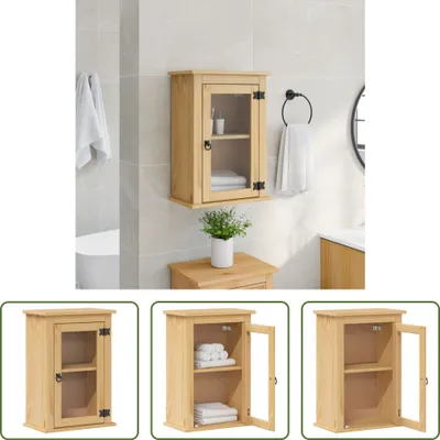 Image de The Living Store Armoire murale de salle de bain Corona 45x27x64,5 cm Bois massif de pin