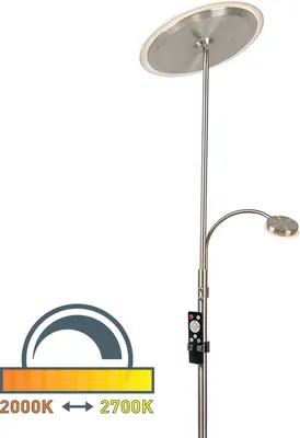 Zdjęcie produktu dla Lampa podłogowa LED BRILONER AGILED, zdalne sterowanie, ściemniana, obrotowa, regulacja temperatury barwowej CCT, matowy nikiel, 28 x 180 cm