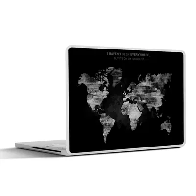 Produktbild von MuchoWow® Laptop Aufkleber Sticker Cover Weltkarte mit Farbe und Text - schwarz und weiß 25x18 cm - Laptop-Deko