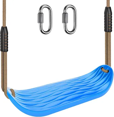 Immagine prodotto di Altalena per esterni, dimensioni 45 x 15 cm, corda regolabile da 130 a 200 cm, portata massima 113 kg, colore blu