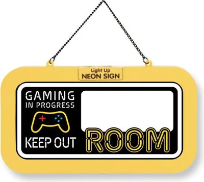 Produktbild von LED Leuchtschild Neonschild mit Namensfeld , Leuchtende Wanddekoration mit Batterie, 18,7x10,3x1,6cm - Blank Gaming