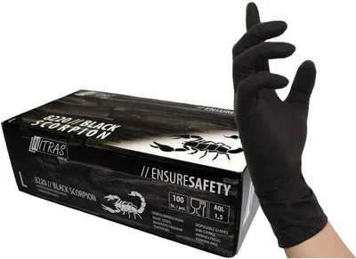 Produktbild von 1000 Nitras Black Scorpion Latexhandschuhe | Gr. M | schwarz | Einweghandschuhe