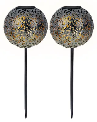 Produktbild von 2x LED Solarleuchte, Kugel silber, orientalisch, D 18,5 cm