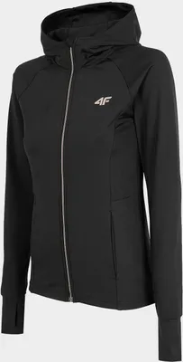 Produktbild von 4F - Damen Sport Fitnessjacke, Laufjacke mit Daumenloch, schwarz