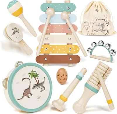 Produktbild von Kinder Musikinstrumente Set, Holz Xylofon, 9-teilig, 1-3 Jahre, Kleinkindermusik