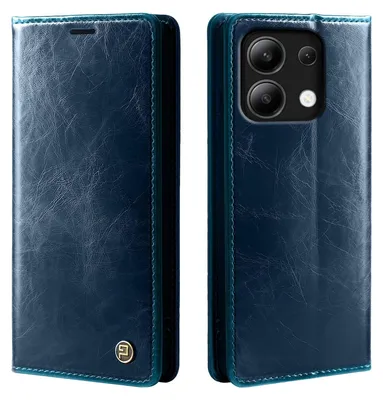 Produktbild von Handyhülle für Xiaomi Redmi Note 13 Kunstleder Klapphülle Vintage Cover Hülle RFID Schutz Case Kartenfach Farbe: Blau