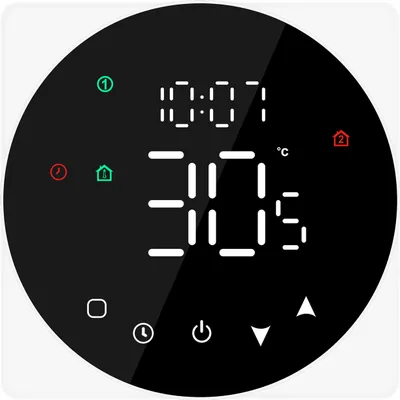 A digital display of a smart thermostat.
