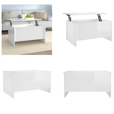 Zdjęcie produktu dla vidaXL Stolik kawowy biały wysoki połysk 80x55,5x41,5 cm materiał drewnopochodny - Stolik kawowy - Stoliki kawowe - Stolik kawowy z regulacją wysokości - Stolik boczny