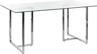 Zdjęcie produktu dla BELIANI Stół do jadalni srebrne nóżki szklany blat prostokątny 160 x 90 cm dla 6 osób nowoczesny design