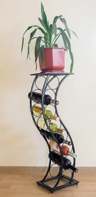Immagine prodotto di Portabottiglie in metallo, stile moderno, nero, altezza 80 cm - Porta bottiglie decorative per vino