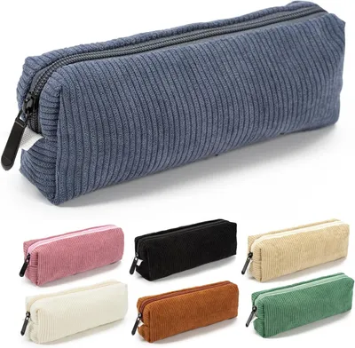 Imagen del producto de Estuche para bolígrafos, fabricado en tela resistente, de 22x10x7 cm, color azul, ideal para la escuela y la oficina