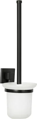Image de Brosse WC avec support FACKELMANN NEW YORK / Support pour brosse WC & brosse WC / Dimensions (L x H x P) : env. 11,5 x 38 x 15 cm / Accessoire de salle de bain au design industriel / Support : noir / Verre : blanc