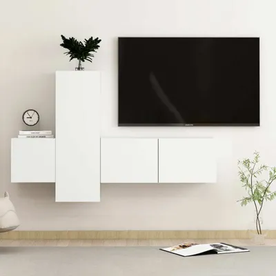 Obrázok produktu pre vidaXL 3 ks TV skrinka biela materiál na báze dreva - TV skrinka - TV skrinky - HiFi skrinka - HiFi skrinky