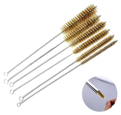 Produktbild von 6 Stück Messingrohrreinigungsbürsten Set, Messingdraht-Rohrbürsten 8-25 mm mit langem Griff für die Reinigung von Rohren und Zylindern