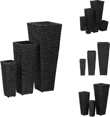 Produktbild von vidaXL Garten-Hochbeete 3-tlg. Wasserhyazinthe Schwarz -  Blumentöpfe & Pflanzgefäße