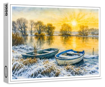 Produktbild von raxxa Premium-Puzzle "Sunset boats riverside aquarell havelland", 1000 Teile
