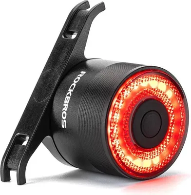 Obrázok produktu pre Zadné svetlo na bicykel Rockbros Q3 s inteligentným dorazovým systémom - Black