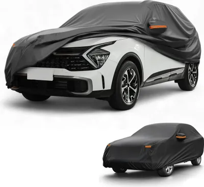 Image de Housse De Voiture ImpermšŠable Toutes Saisons Protection Contre Soleil Et Pluie Couverture ExtšŠrieure Complššte Pour Kia Sportage 2010-2024 210D-Pu Noir Avec Bandes RšŠflšŠchissantes