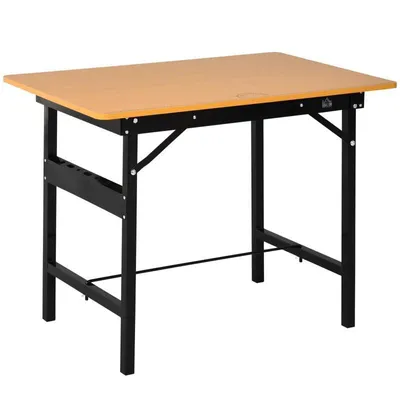 Produktbild von Werkbank – Klappbare Werkbank – Klappbarer Arbeitstisch – mit Lineal und Winkelmesser – 100 x 60 x 75,5 cm – Gelb und Schwarz