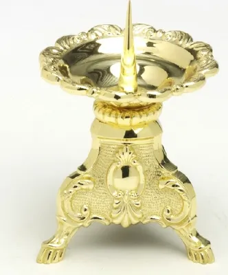 Produktbild von Altarleuchter Messing Gold Höhe 15 cm für Altarkerzen und Stumpenkerezn für Kerzen Ø 8 cm
