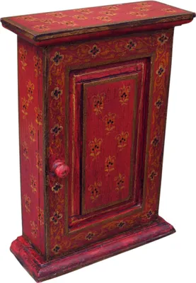 Produktbild von Schlüsselkasten, Bemalte Schlüssel Ablage Box mit Tür - Muster 3, Mehrfarbig, Holz, 30*23*9 cm, Dosen, Boxen & Schatullen