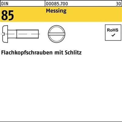 Produktbild von Reyher  Flachkopfschrauben DIN 85 Messing M 5 x 6 Ms (200 Stück)