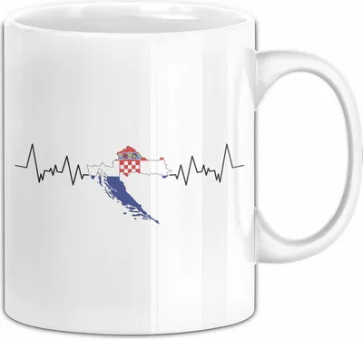 Produktbild von Kroatische Flagge Tasse Geschenk Herzschlag Kroatien (Weiß)