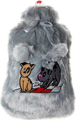 Produktbild von BiggDesign Hunde Wärmflasche mit Waschbarem und Weichem Plüschbezug, Bettflasche für Kinder und Erwachsene, Wärmflasche für Rücken- & Bauchschmerzen, Hot Water Bottle, 2L, Grau