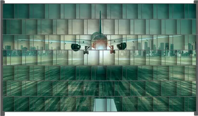 Produktbild von Wallario Zaunsichtschutz mit Motiv Startendes Flugzeug - Landebahn für Ein- und Doppelstabmatten Zäune in der Größe 250 x 140 cm