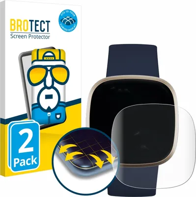 Produktbild von 2x BROTECT Fullscreen Schutzfolie für Fitbit Versa 3 / Sense Displayschutz Folie Fullcover Klar Transparent
