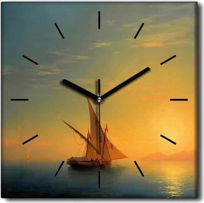 Produktbild von Coloray Uhr auf Leinwand 30x30 cm Wand Uhr Dekoration Wohnzimmer Segeltuch schwarze Hände -Sonnenaufganghimmel