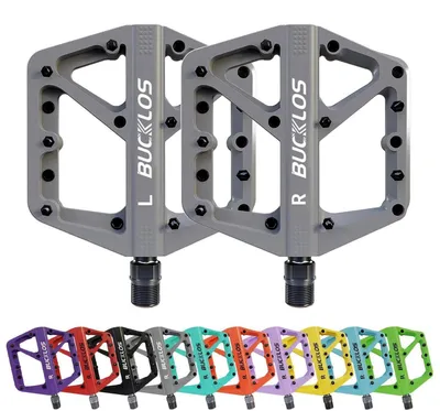 Image de Pédales de vélo en nylon, plate-forme, 9/16", couleur grise, avec picots antidérapants, pour VTT, vélo de course, vélo hybride
